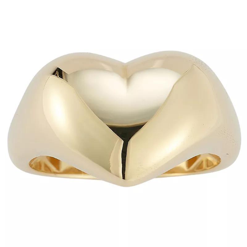 LUMINOR GOLD 14k Gold Puff Heart Signet Ring, Womens Product Image