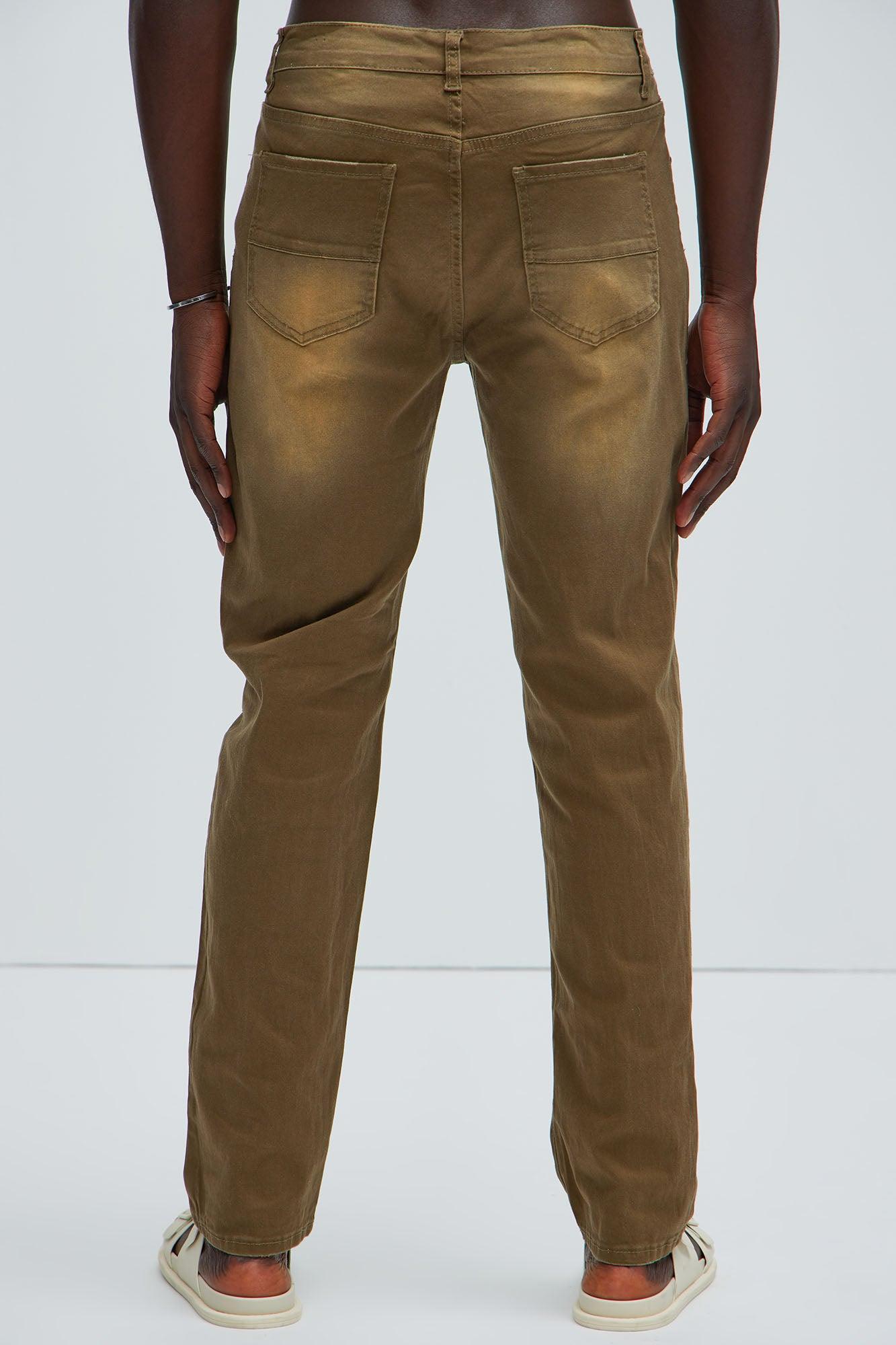 Walk Through Ripped Straight Pants - Olive Product Image