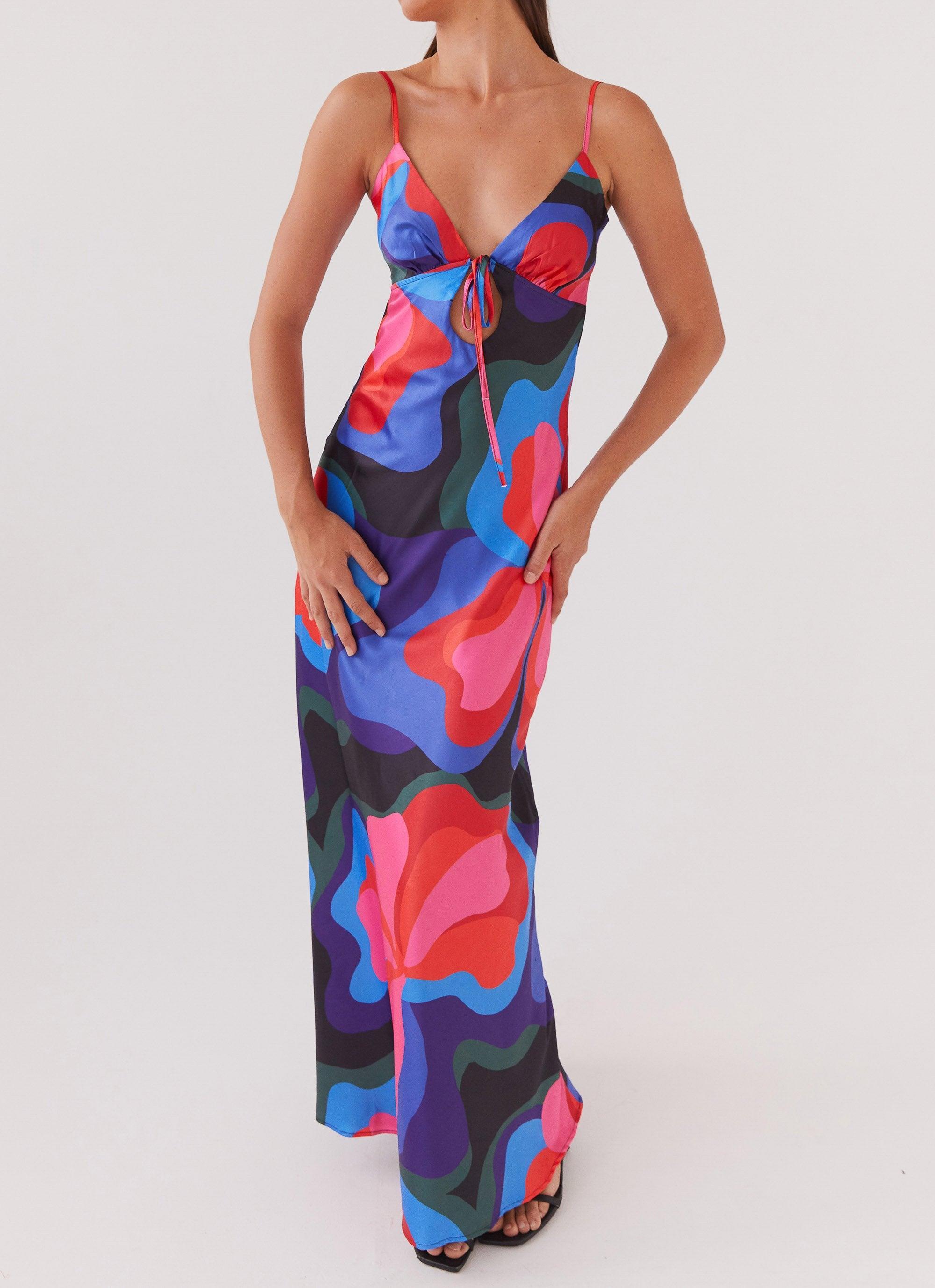 Flora Satin Maxi Dress - Floral Fantasy Product Image