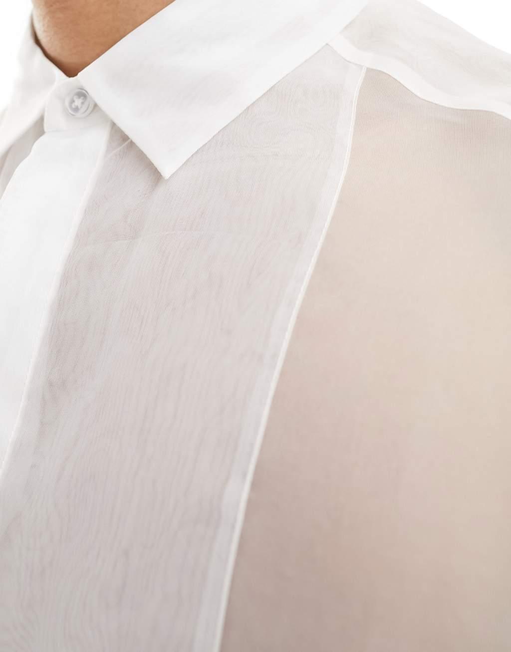 ASOS DESIGN 90s oversized organza shirt in white Product Image