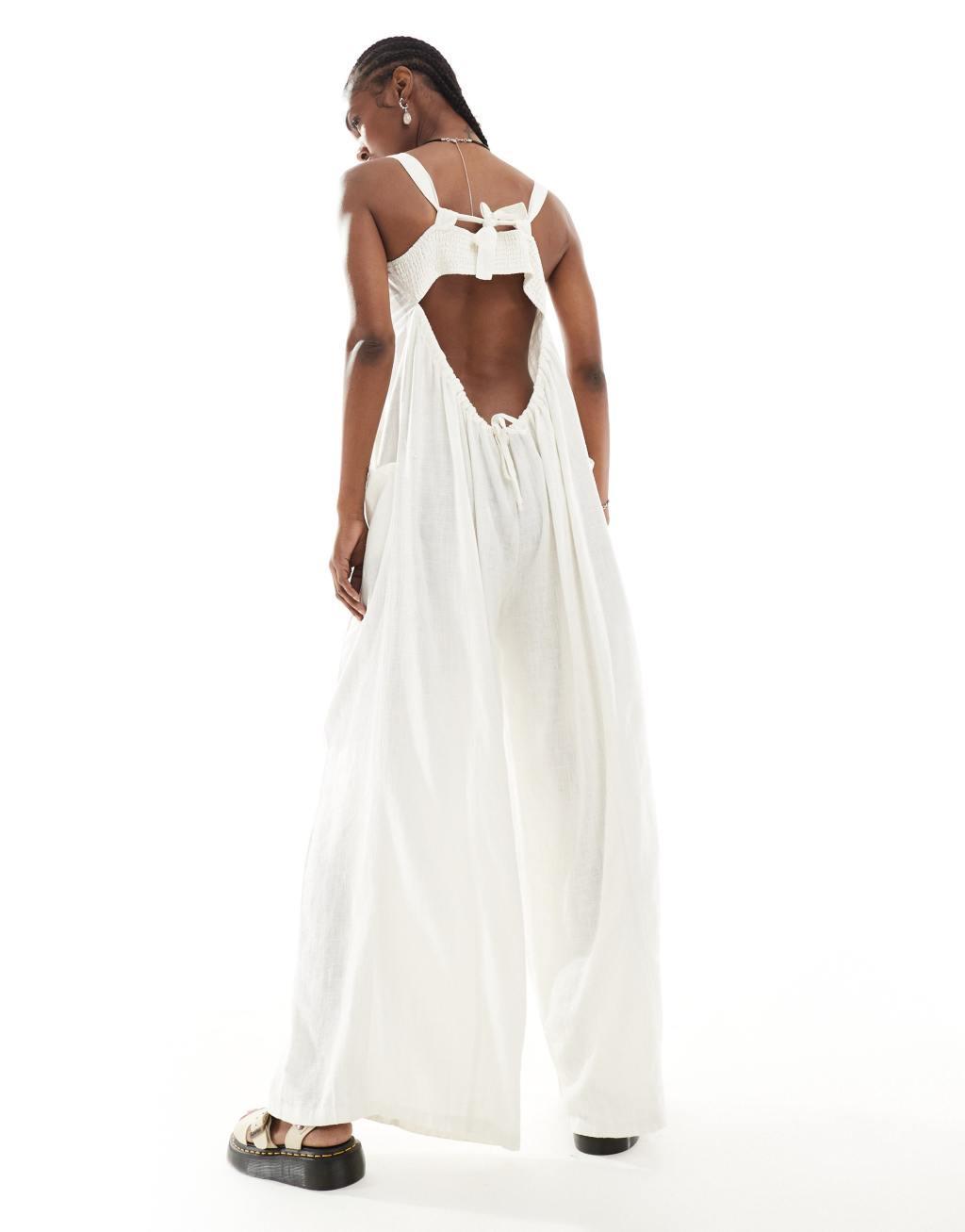 Free People strappy wide leg jumpsuit in white Product Image