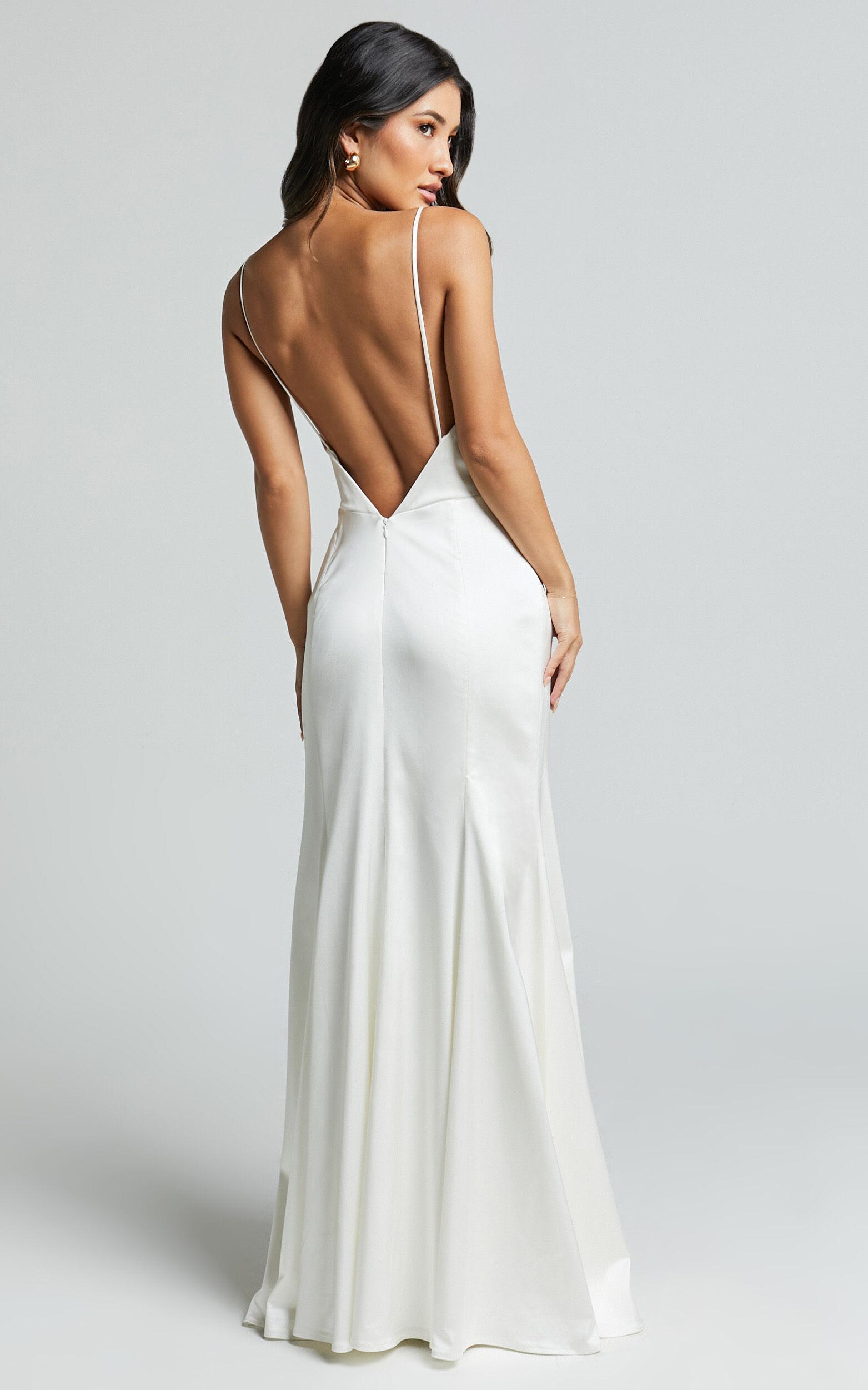 Francia Maxi Dress - Sweetheart Thigh Split Dress in White Product Image