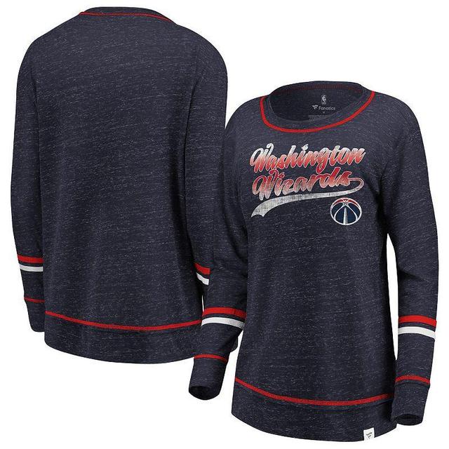 Womens Fanatics Branded Navy/Red Washington Wizards Dreams Sleeve Stripe Speckle Long Sleeve T-Shirt Wiz Blue Product Image