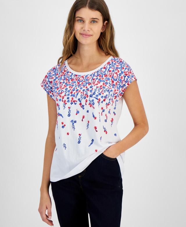 Tommy Hilfiger Womens Floral-Print Dolman-Sleeve Top Product Image