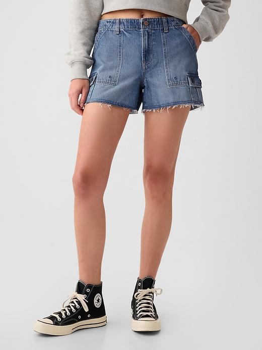 Low Rise Y2K Cargo Denim Shorts Product Image