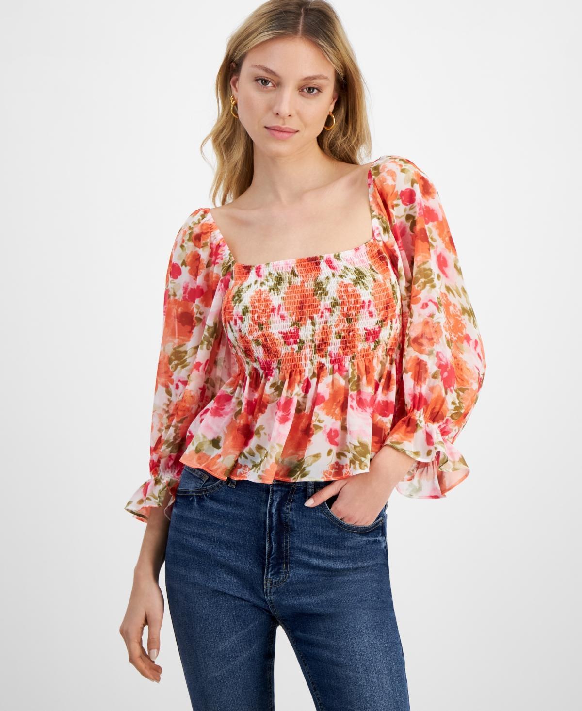 Lucy Paris Womens Lovisa Floral-Print Smocked Top Product Image