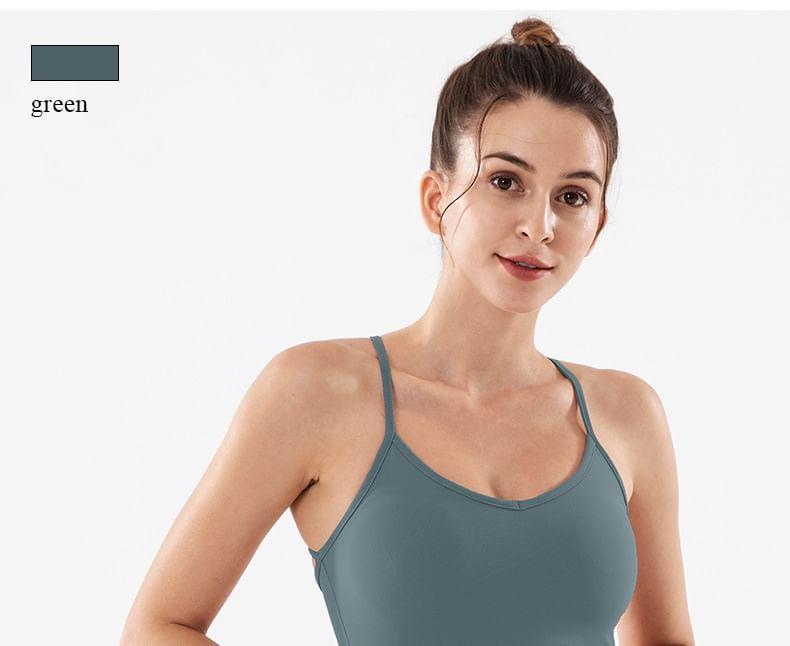 Set: Plain Sports Bra + High Waist Bike Shorts Product Image