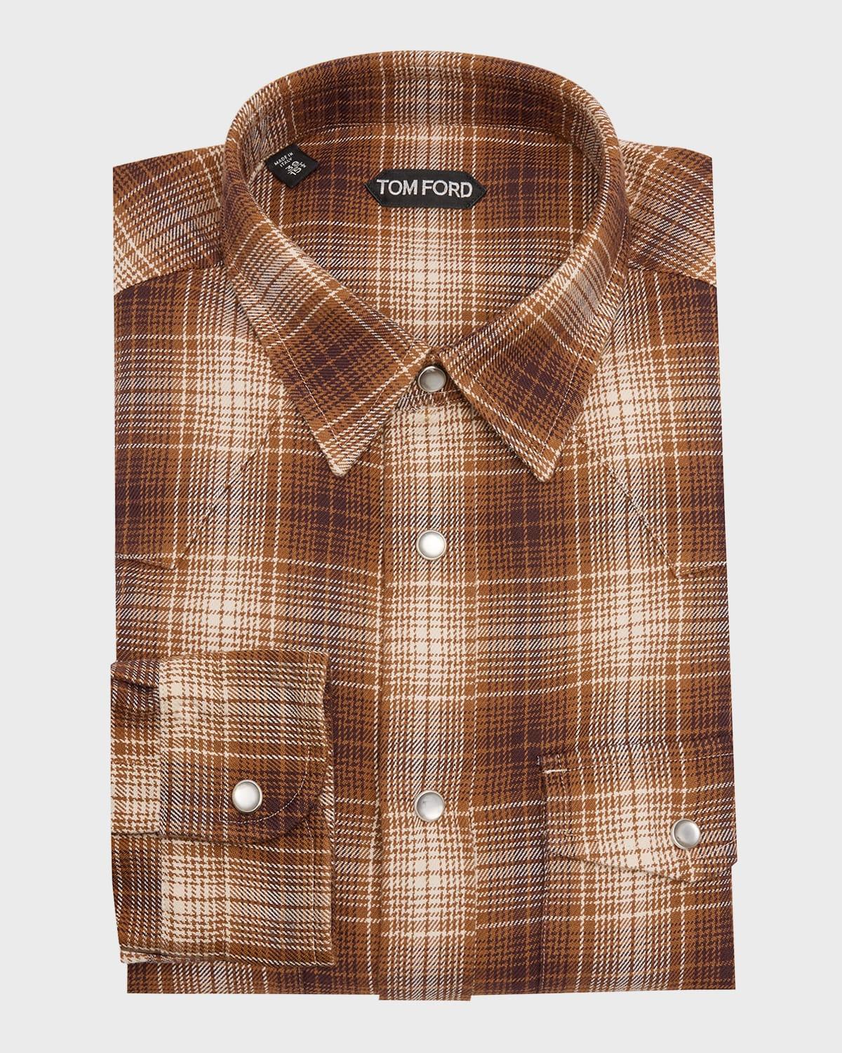 Mens Cotton Plaid Western Shirt Product Image