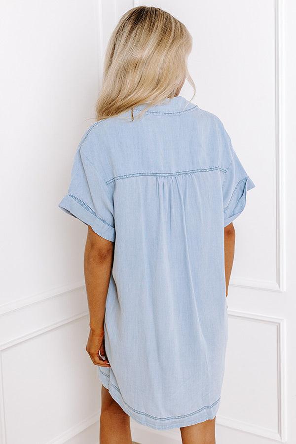 Living For Lake Life Chambray Mini Dress in Light Wash Product Image