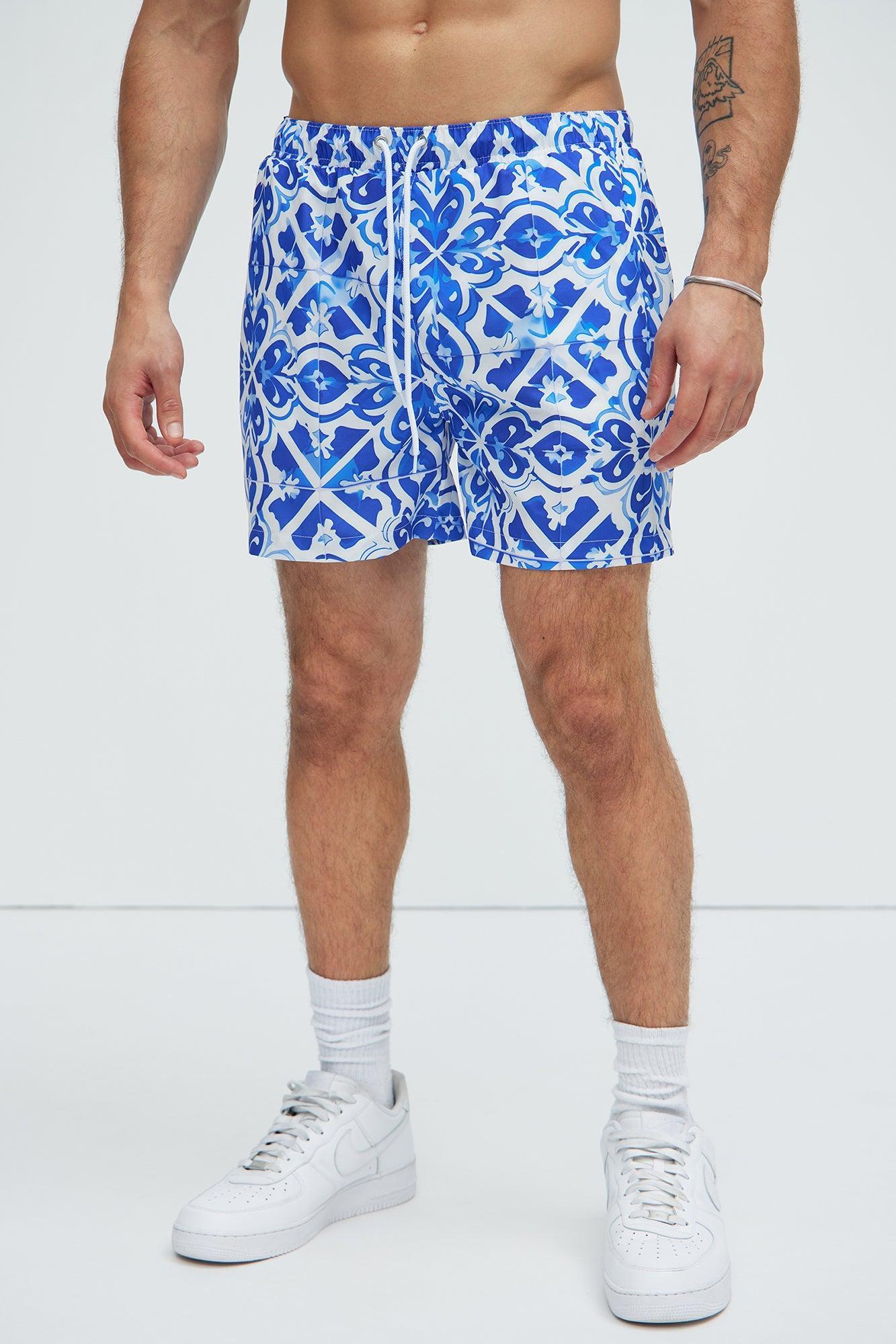 Morocco Tiles Swim Trunks - Blue/combo Product Image