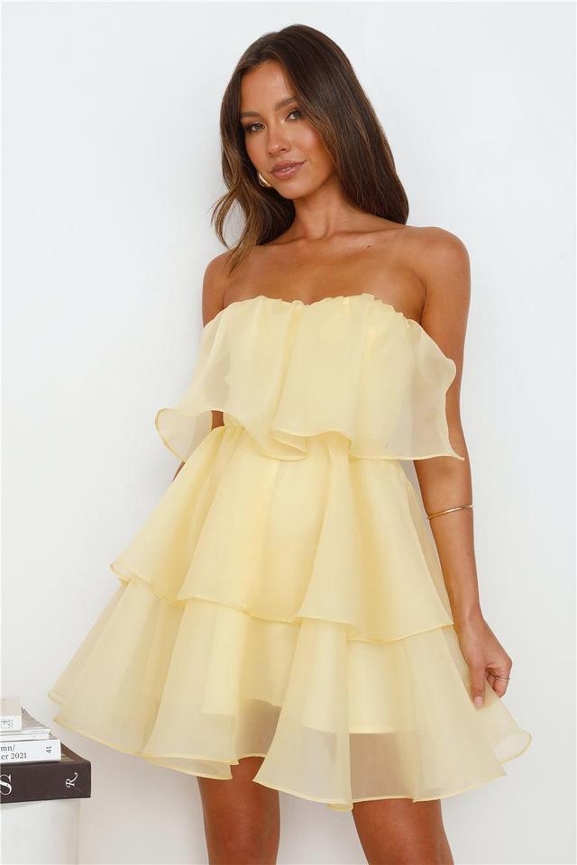 Sunlight Rays Strapless Mini Dress Yellow Product Image