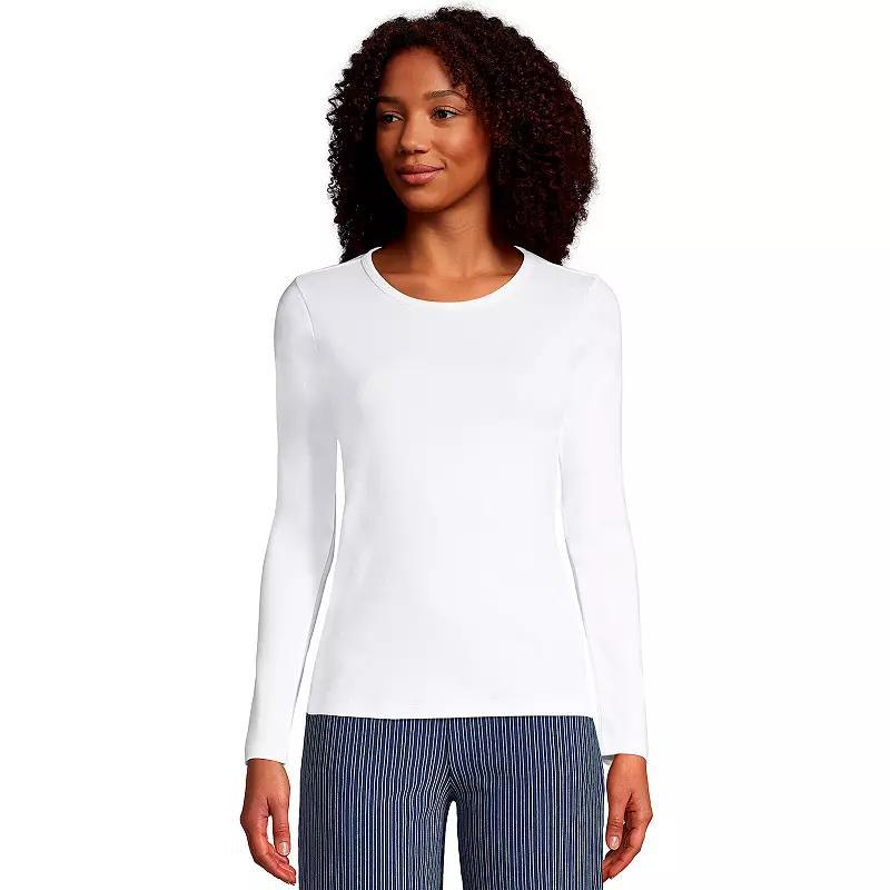 Womens Lands End Cotton Crewneck Long-Sleeve Tee Product Image