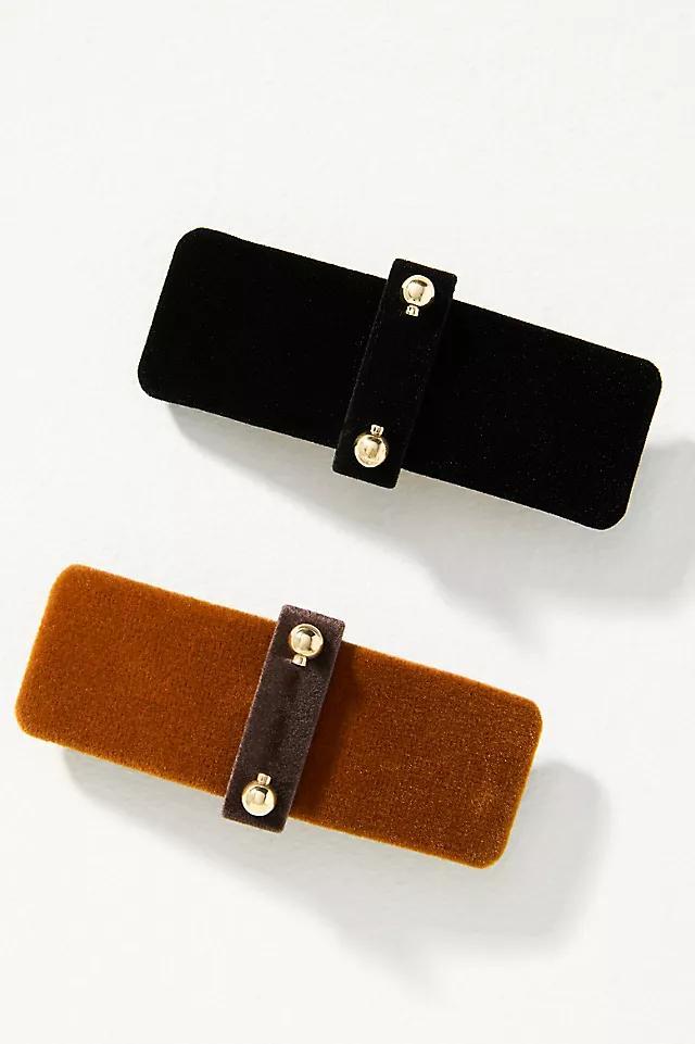 Velvet Rectangular Barrettes, Set of 2 Product Image