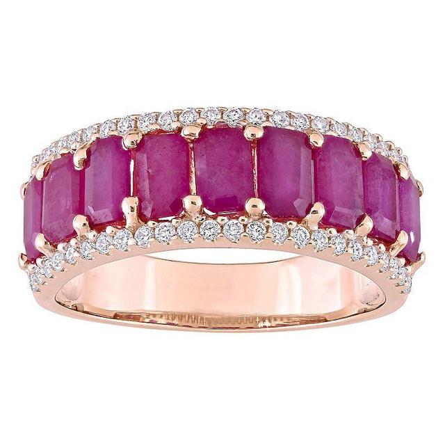 Stella Grace 14k Rose Gold Ruby & 1/3 Carat T.W. Diamond Semi-Eternity Ring, Womens Product Image