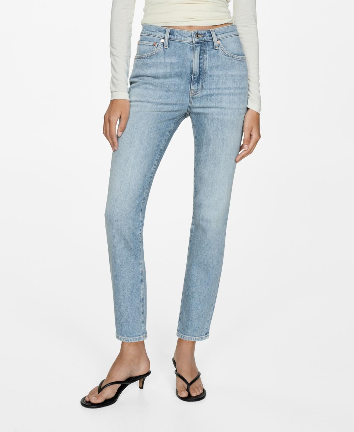 Mango Womens Claudia Slim Crop Waxed Jeans product image