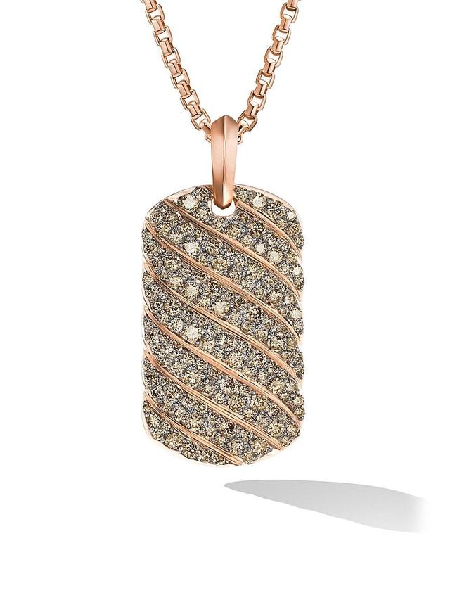 Mens Sculpted Cable Tag in 18K Rose Gold Product Image