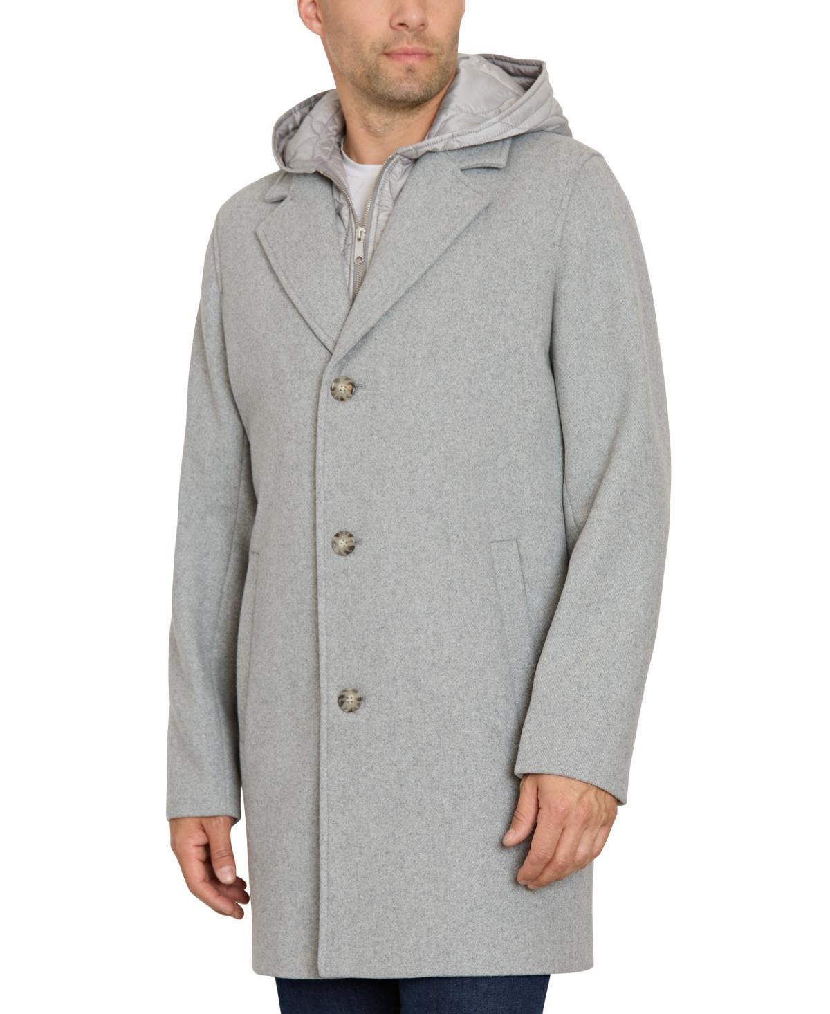 Sam Edelman Single Breasted Wool Blend Hooded Coat with Bib Product Image