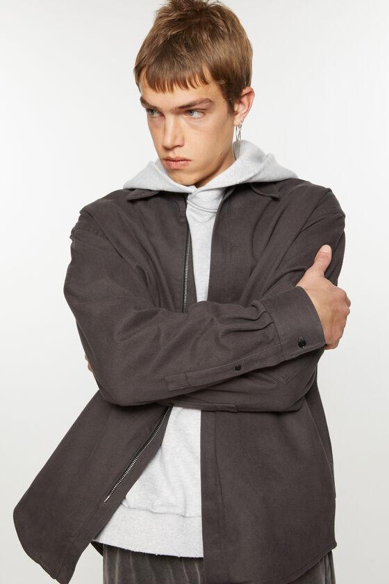 Twill zipper overshirt jacket Product Image