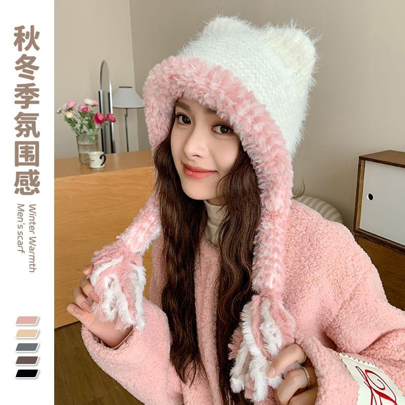 Tassel Knit Trapper Hat Product Image