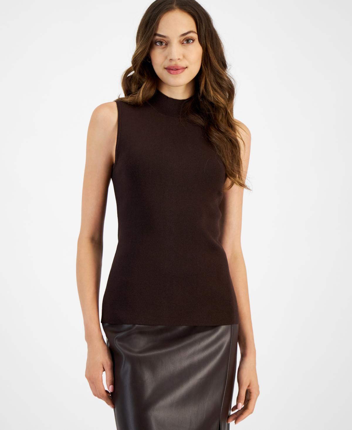 Tahari Asl Womens Mock Neck Sleeveless Knit Top product image