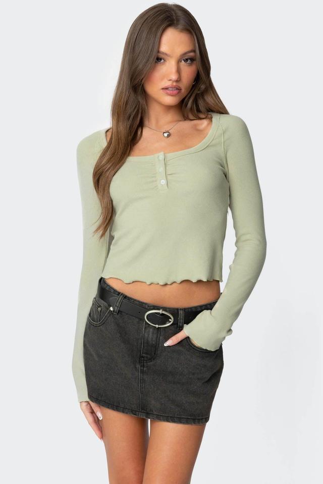 Jayde Ribbed Henley Top Product Image