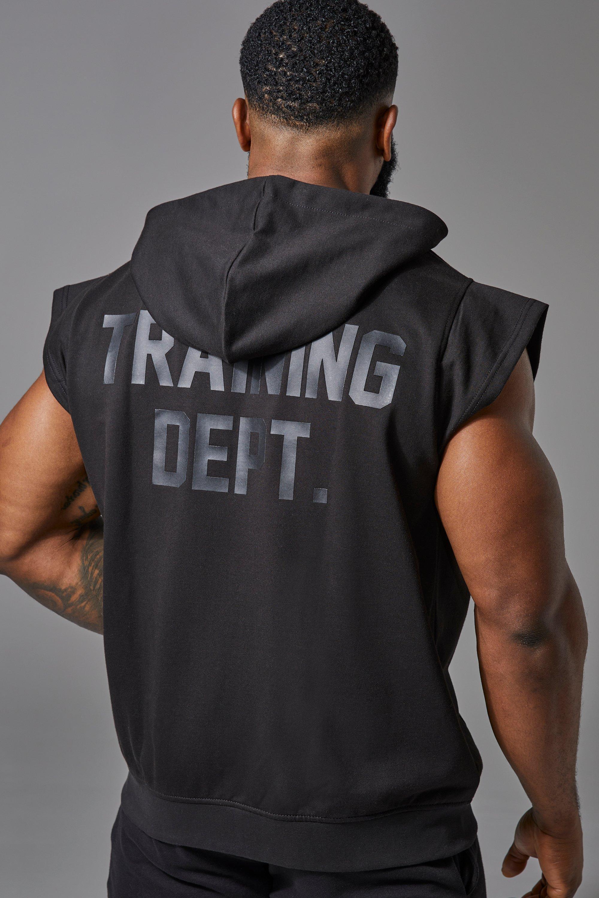 Training Dept Sleeveless Zip Through Loopback Regular Fit Hoodie | boohooMAN USA Product Image