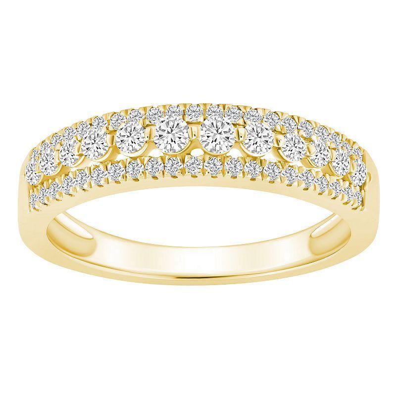 Alyson Layne 14k Gold 1/2 Carat T.W. Diamond Three-Row Wedding Band, Womens Product Image