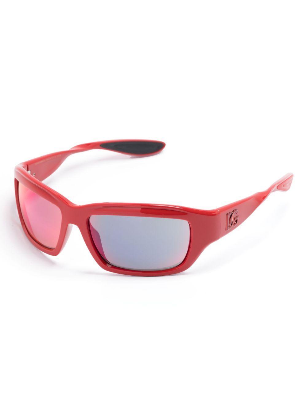 DOLCE & GABBANA Re-edition Rectangle-frame Sunglasses In Red Product Image