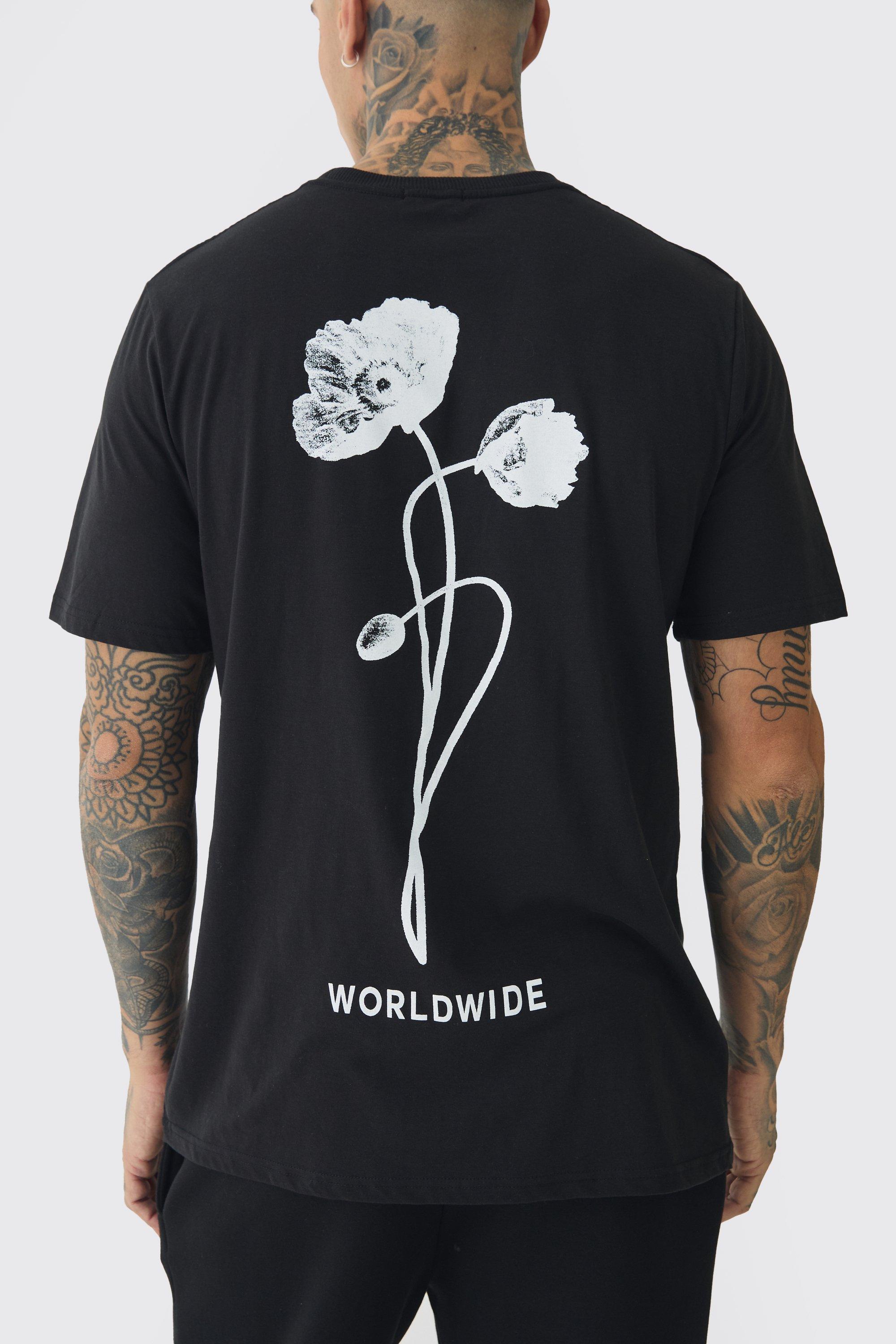 Tall Worldwide Rose Graphic T-Shirt | boohooMAN USA Product Image