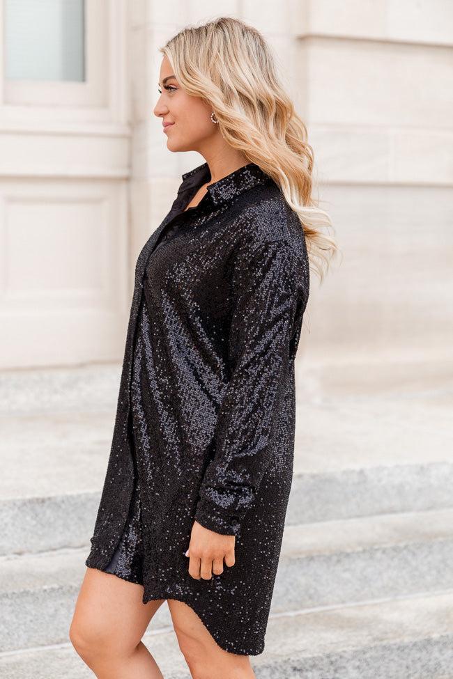 Heart Like Mine Long Sleeve Black Sequin Mini Dress Product Image