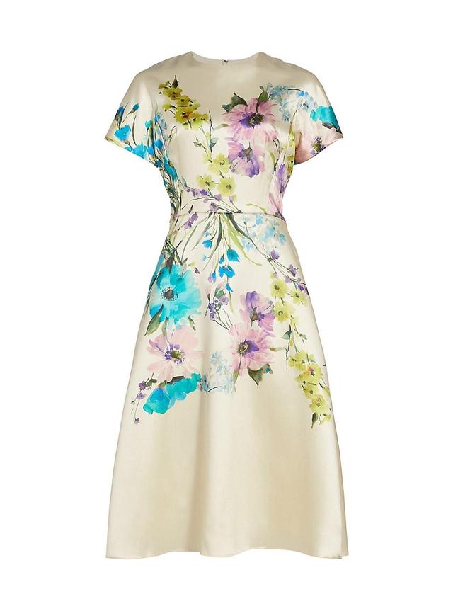 Womens Fit-&-Flare Floral Midi-Dress Product Image