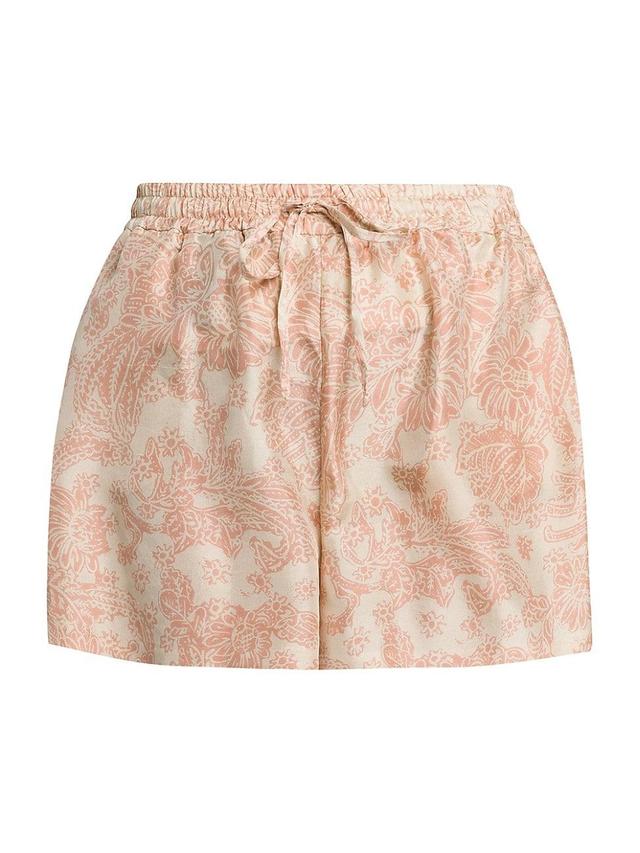 Womens Perth Botanical-Print Silk Shorts Product Image