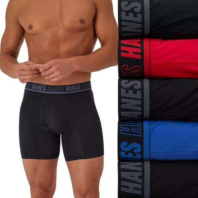 Mens Hanes Moves Ultimate X-Temp Anti-Chafe Boxer Briefs 4 Pack + 1 Bonus Pair Product Image