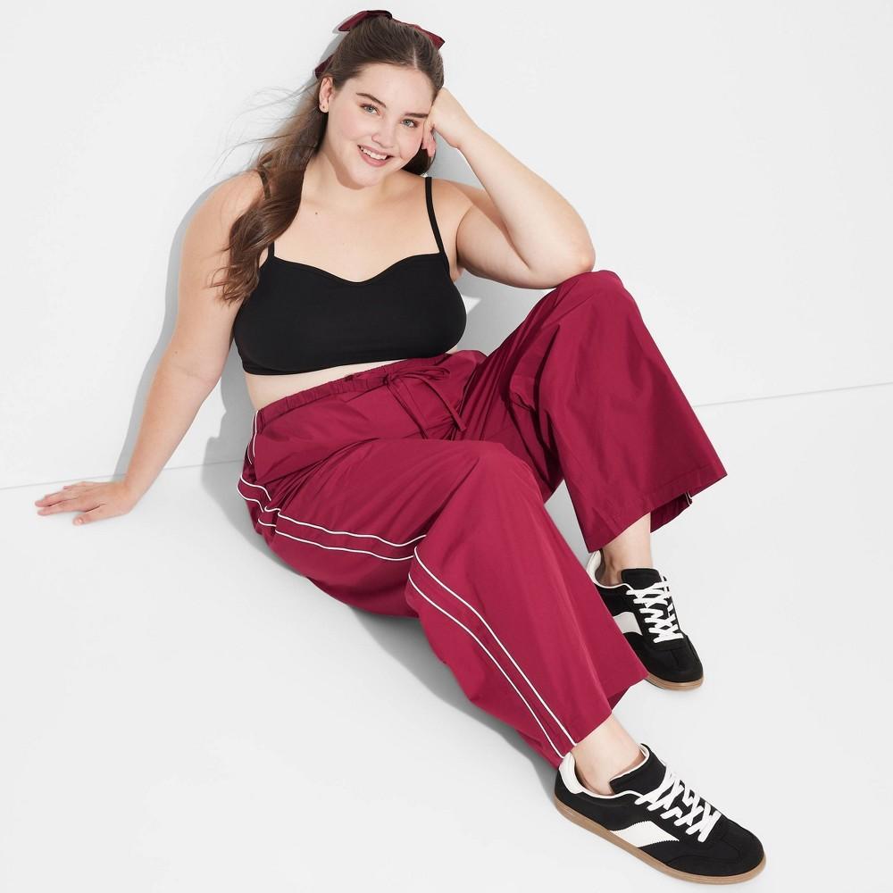 Womens Game Day Mid-Rise Wide Leg Track Pants - Wild Fable Maroon XXL Product Image