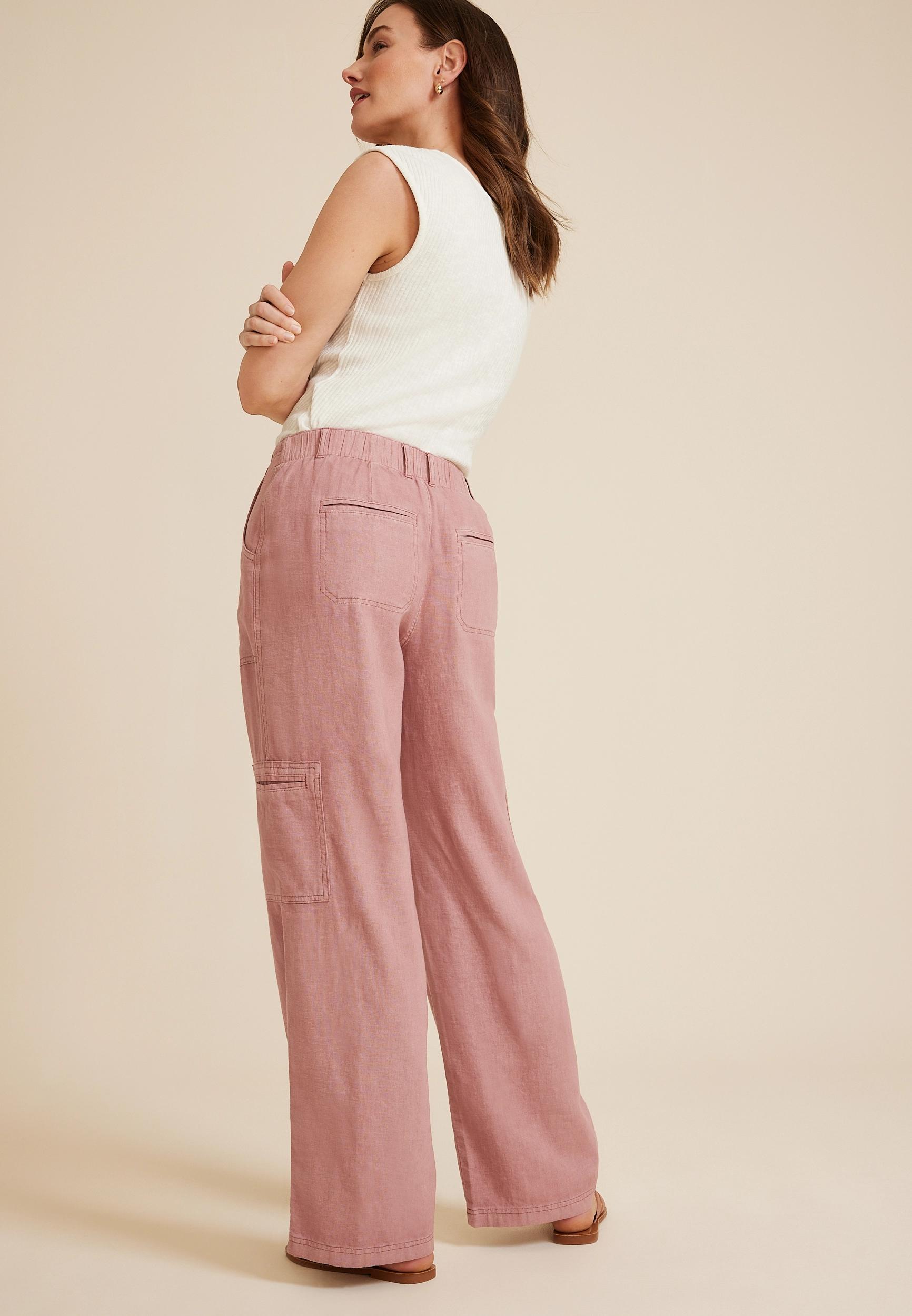 Soft Linen High Rise Cargo Wide Leg Pant Product Image