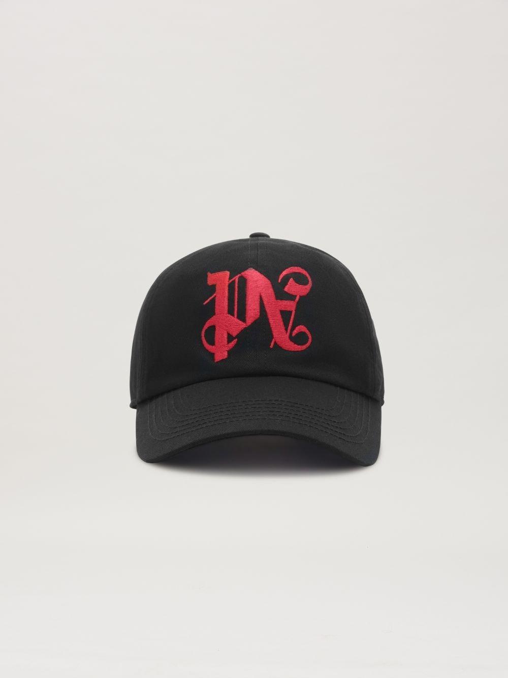 Embroided Monogram Cap in black  - Palm Angels® Official  Product Image