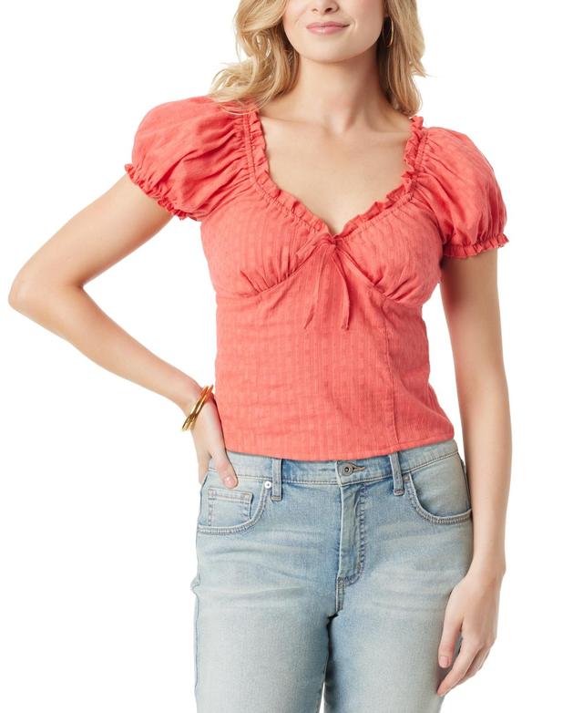 Jessica Simpson Womens Addy Cotton Puff-Sleeve Top Product Image