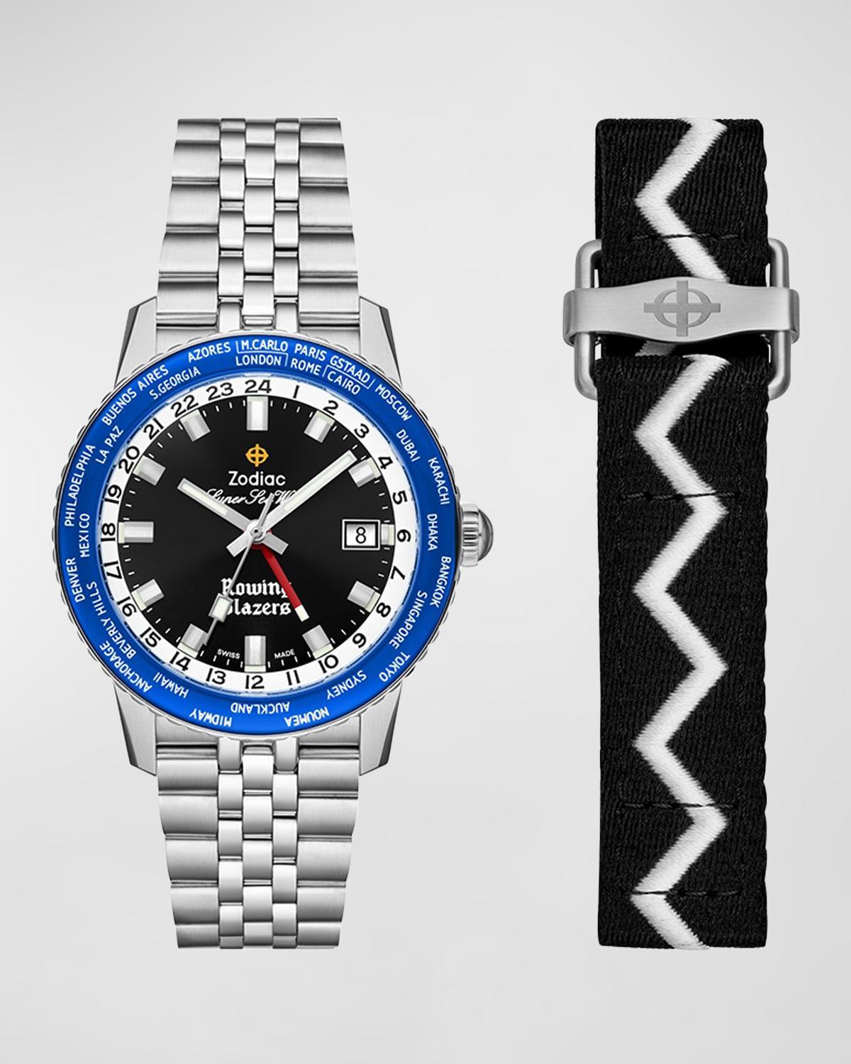 Mens Zodiac x Rowing Blazers Super Sea Wolf GMT World Time Stainless Steel Bracelet Watch/40MM Product Image