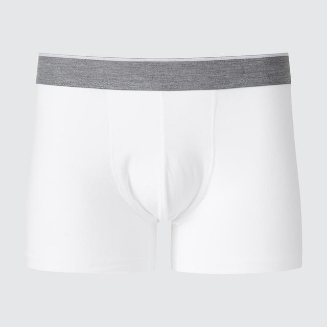 Mens Cotton Low-Rise Boxer Briefs with Deodorizing White Large UNIQLO US Product Image