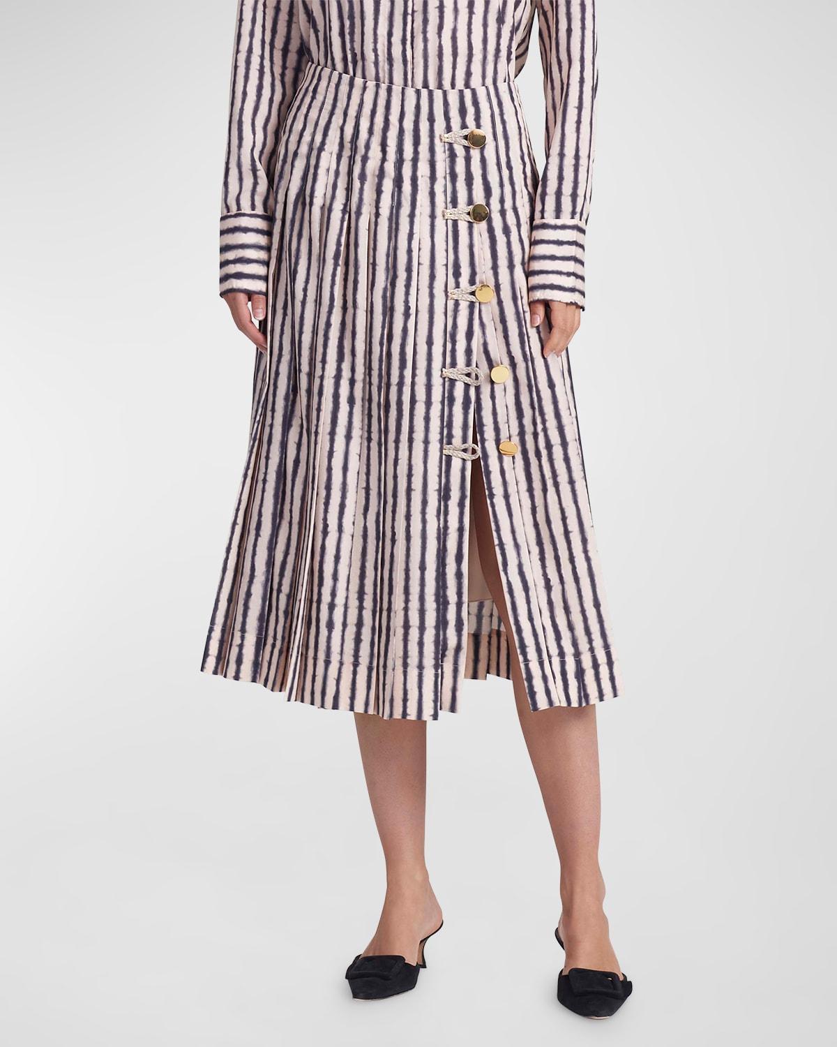 Tullius Tie-Dye Striped Button-Front Midi Skirt product image