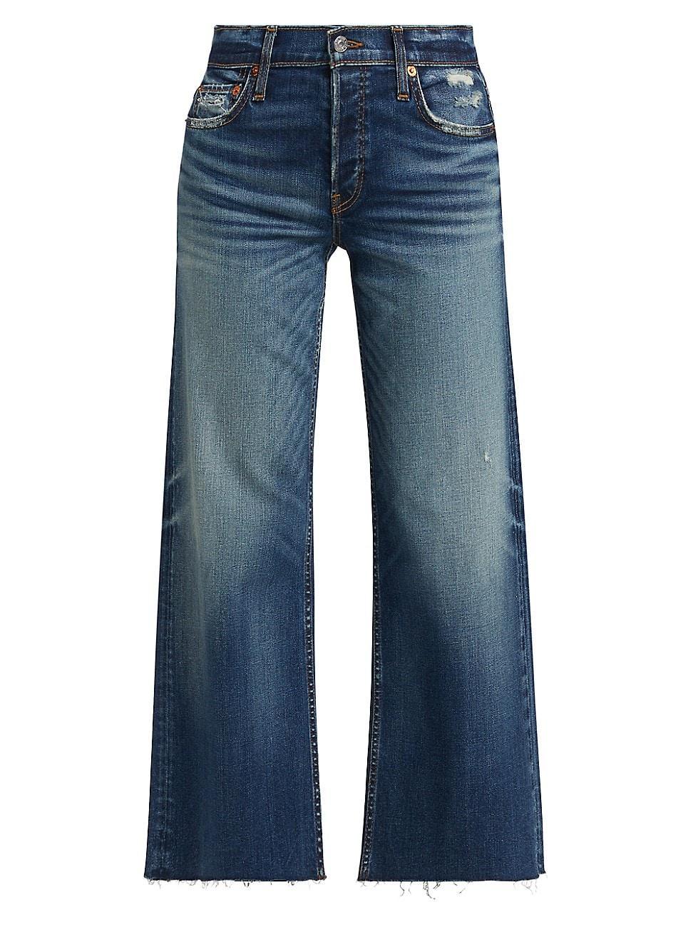 Womens Mid-Rise Wide-Leg Jeans Product Image