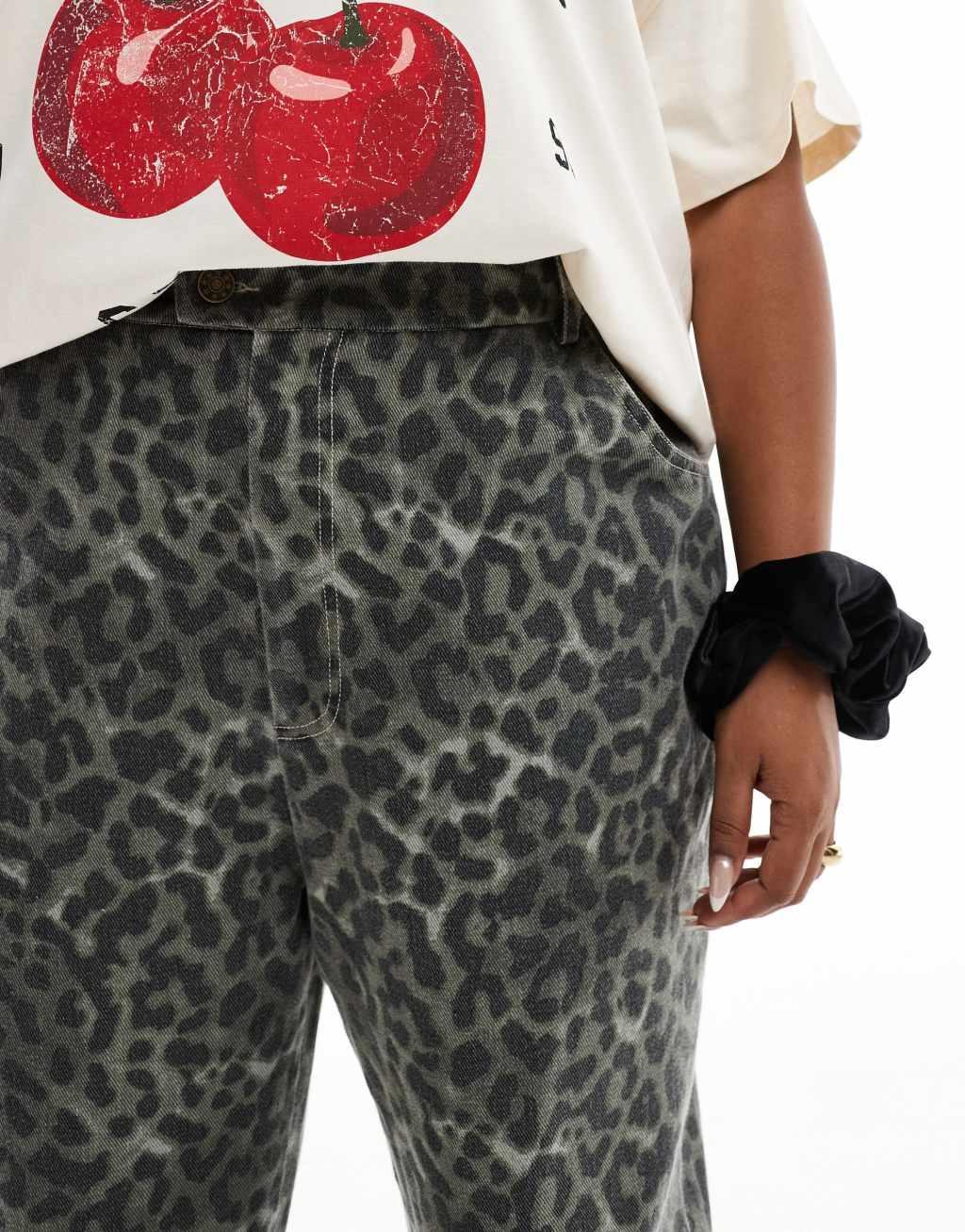 Renee Studio x Holly Wynne exclusive wide leg pants in leopard print Product Image