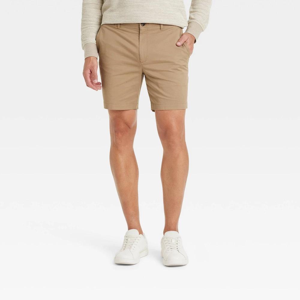 Mens Every Wear 7 Flat Front Chino Shorts - Goodfellow & Co Sculptural Tan 42 Product Image