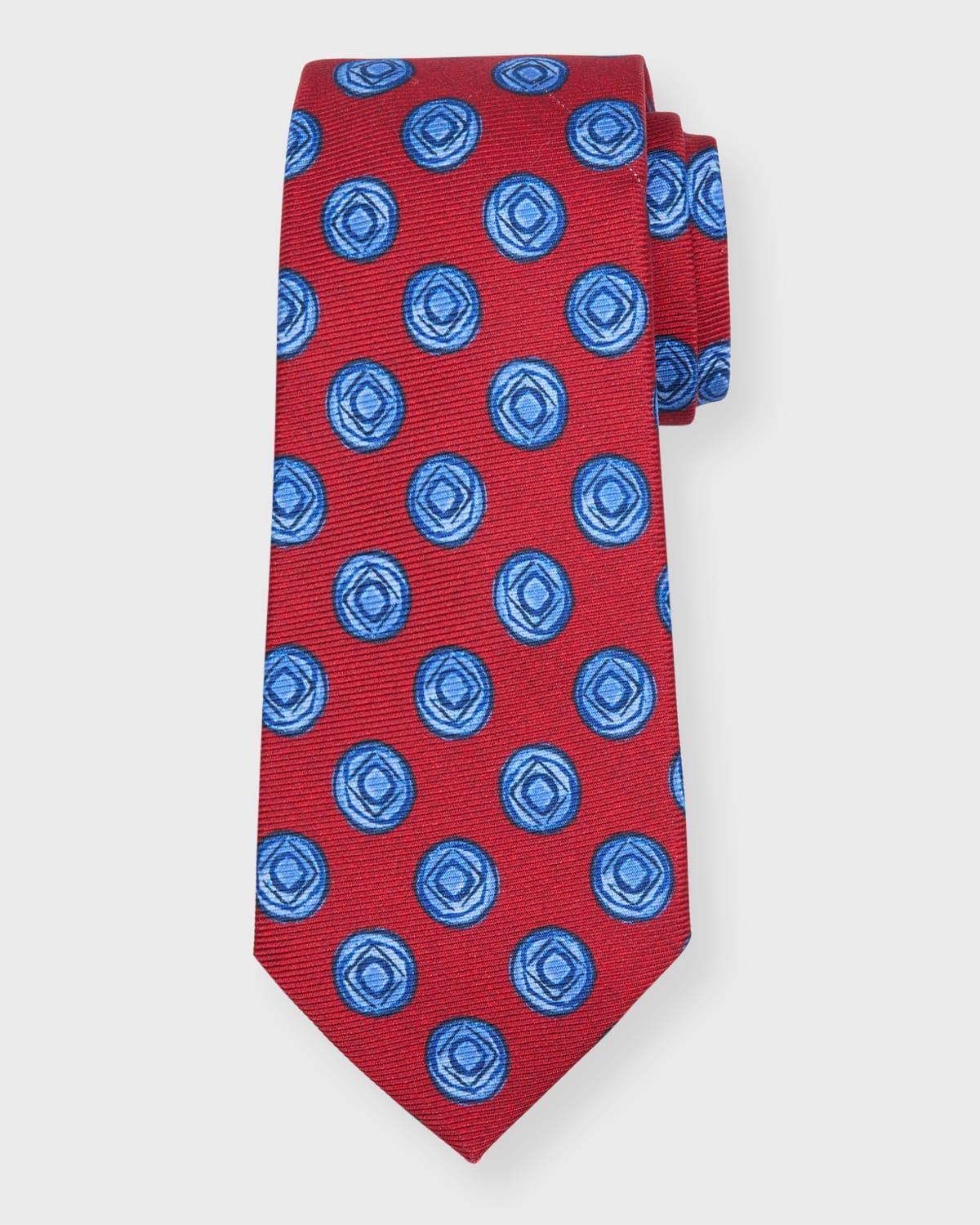 Mens Circle-Print Silk Tie Product Image