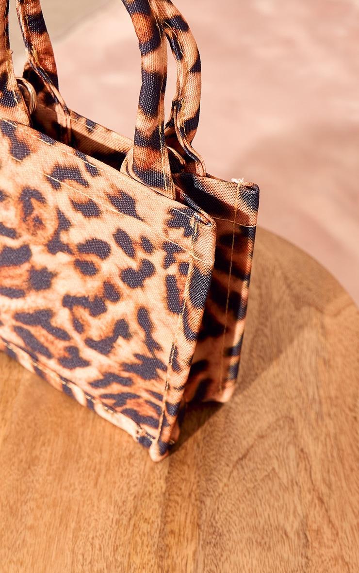 Leopard Print Canvas Cross Body Tote Product Image