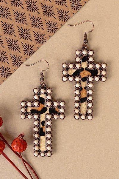 Encased Cross Earrings- 3 Colors Product Image