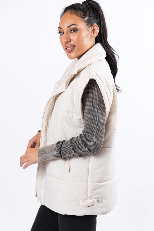 Best Bet Cream Oversized Puffer Vest Product Image