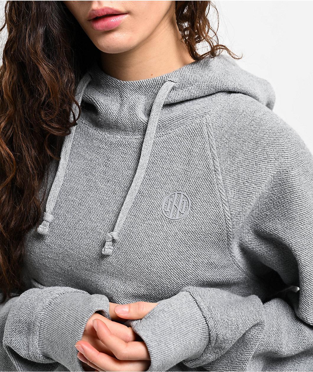 Ninth Hall Fundamentals Reverse Terry Grey Crop Hoodie Product Image