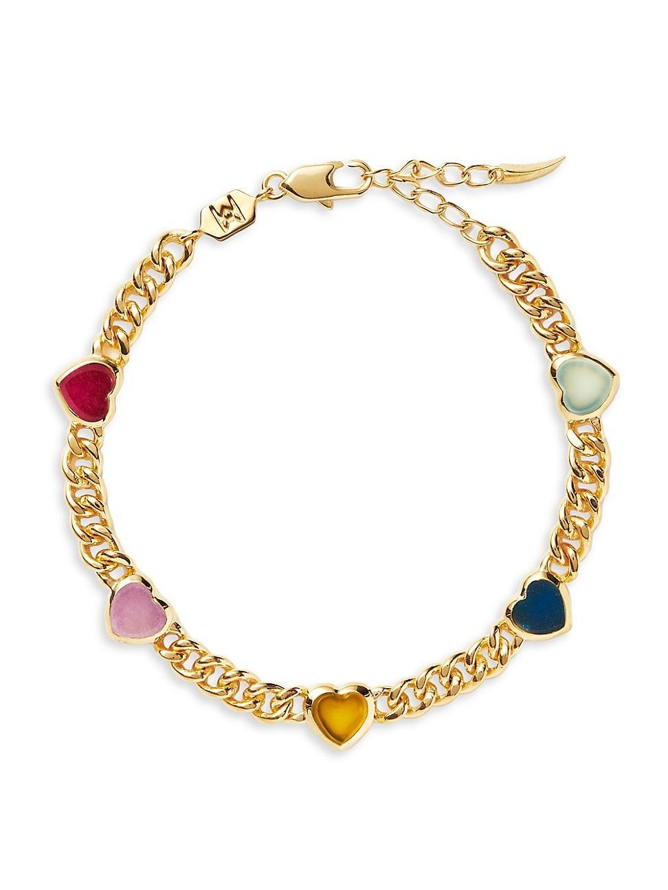 Womens Peace And Love Jelly 18K Gold-Plated & Multi-Gemstone Charm Bracelet Product Image