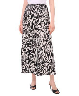 Women's Challis Printed Smocked Wide-Leg Pants Product Image